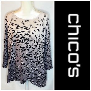 Chico's Animal Print Ombre Pullover Knit